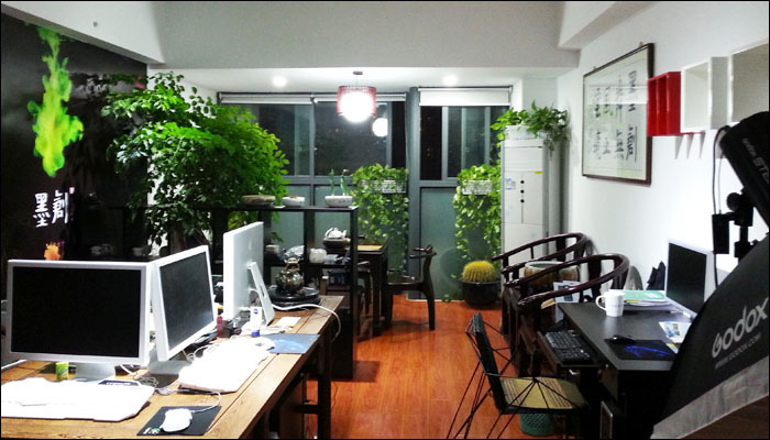 倚樹觀魚,悠然品茶